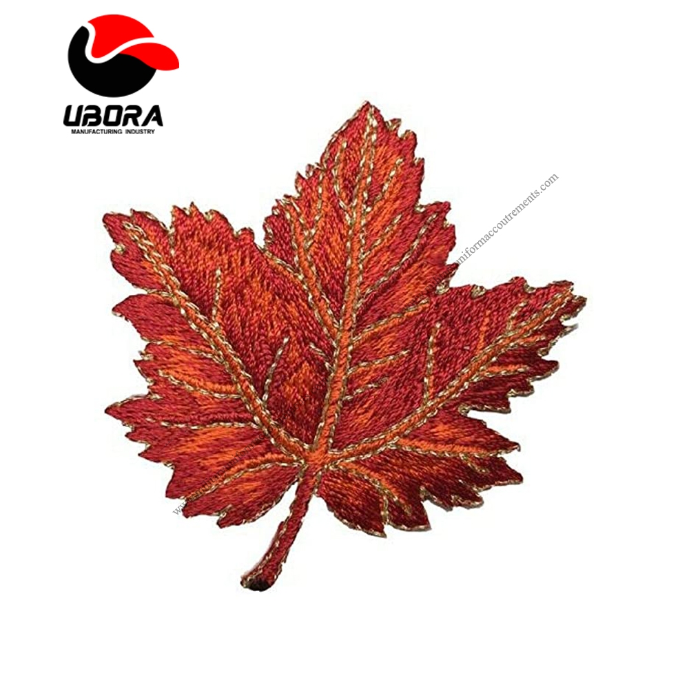 Spk Art Autumn Fall Leaf Orange Maple Leaf Embroidery Applique Iron On Patch, Sew on Patches Badge 